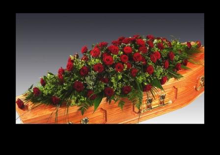 Red rose coffin spray